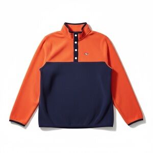 Vineyard Vines Boys Harbor Fleece Quarter Snap Colorblock Classic Preppy